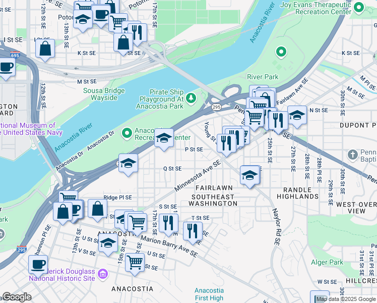 map of restaurants, bars, coffee shops, grocery stores, and more near 101 Independence Avenue Southeast in Washington