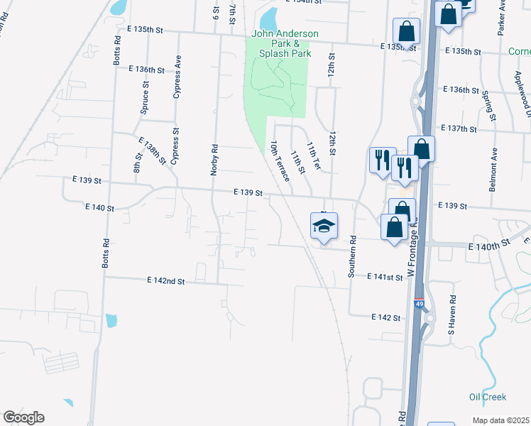 map of restaurants, bars, coffee shops, grocery stores, and more near 13900 Grandboro Lane in Grandview