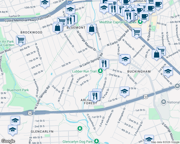 map of restaurants, bars, coffee shops, grocery stores, and more near 101 Independence Avenue Southeast in Washington