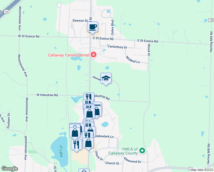 map of restaurants, bars, coffee shops, grocery stores, and more near 1 Hornet Drive in Fulton