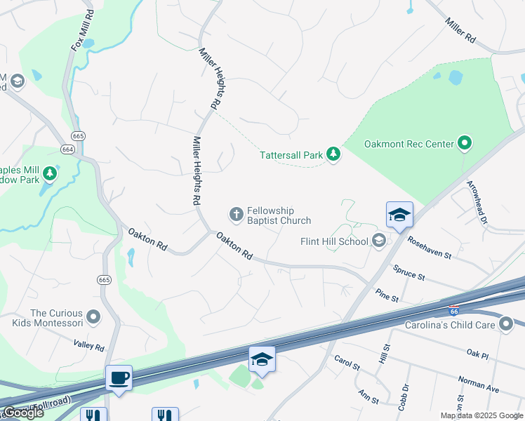 map of restaurants, bars, coffee shops, grocery stores, and more near 11012 Lance Lane in Oakton