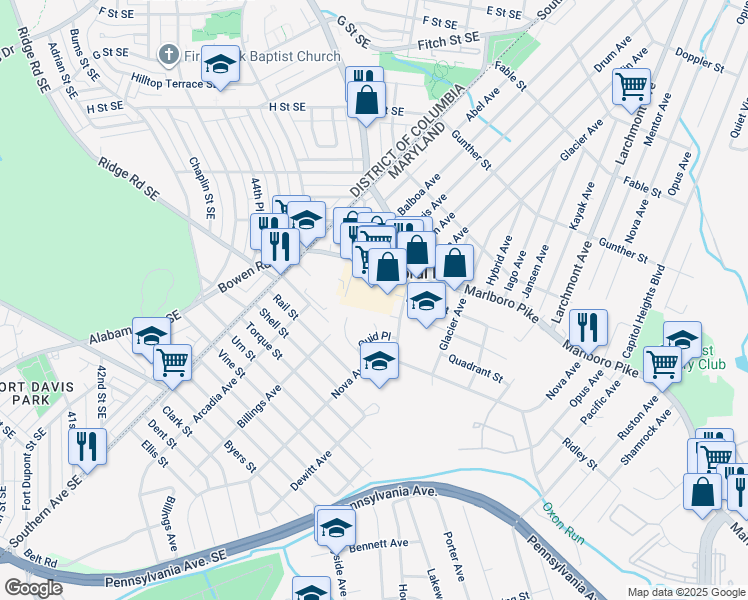 map of restaurants, bars, coffee shops, grocery stores, and more near 101 Independence Avenue Southeast in Washington