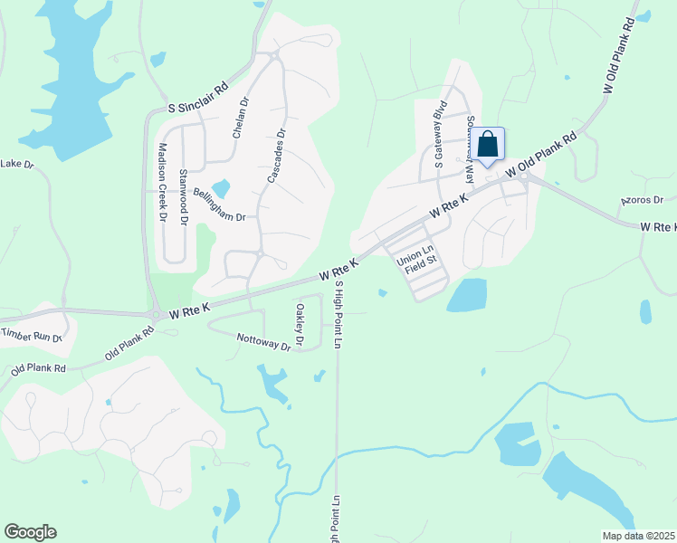 map of restaurants, bars, coffee shops, grocery stores, and more near 2238 West Route K in Columbia