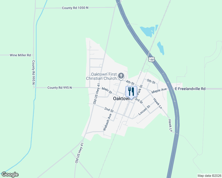 map of restaurants, bars, coffee shops, grocery stores, and more near 203 Main Street in Oaktown