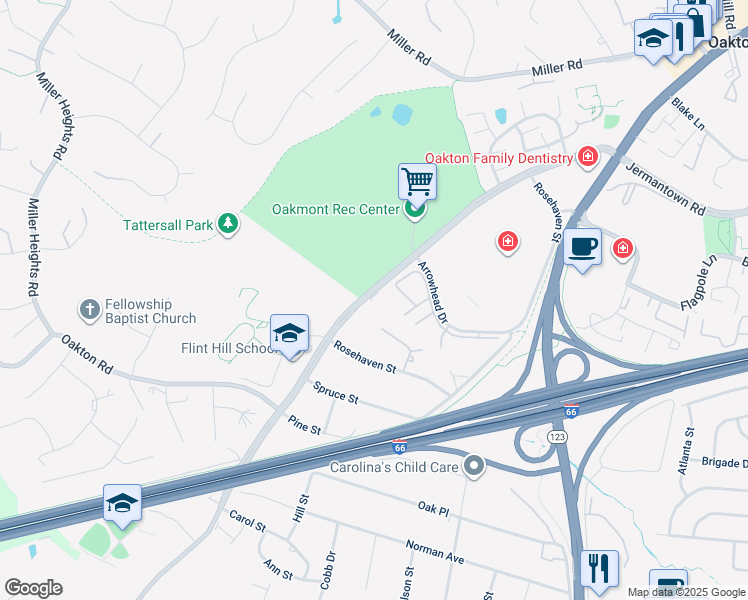 map of restaurants, bars, coffee shops, grocery stores, and more near 3249 Jermantown Road in Fairfax