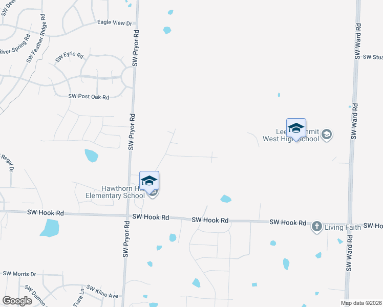 map of restaurants, bars, coffee shops, grocery stores, and more near 3923 Southwest Pryor Road in Lee's Summit