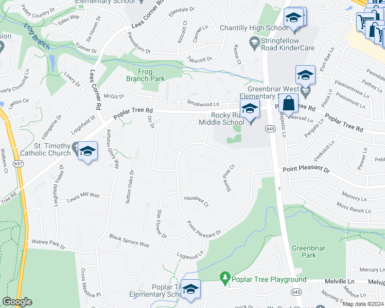 map of restaurants, bars, coffee shops, grocery stores, and more near 13443 Broken Branch Court in Chantilly