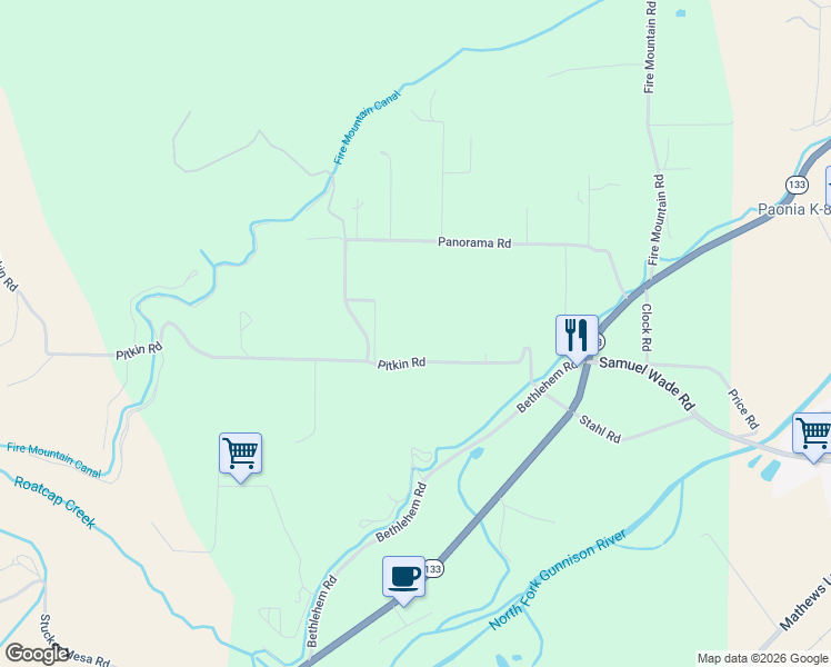 map of restaurants, bars, coffee shops, grocery stores, and more near 39625 Pitkin Rd in Paonia