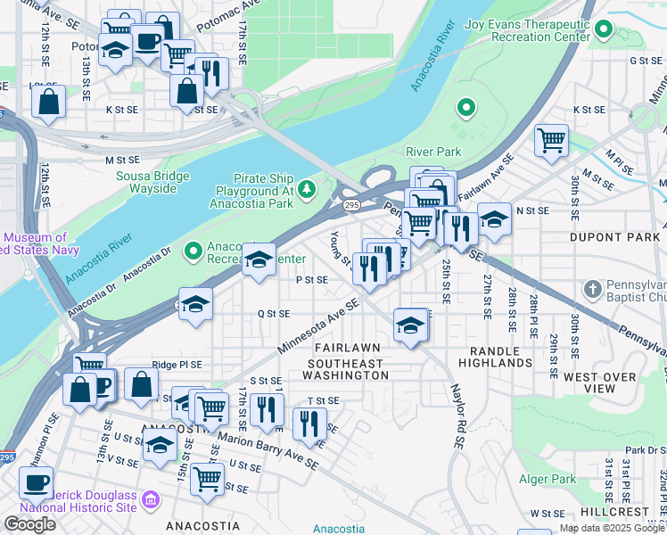 map of restaurants, bars, coffee shops, grocery stores, and more near 101 Independence Avenue Southeast in Washington