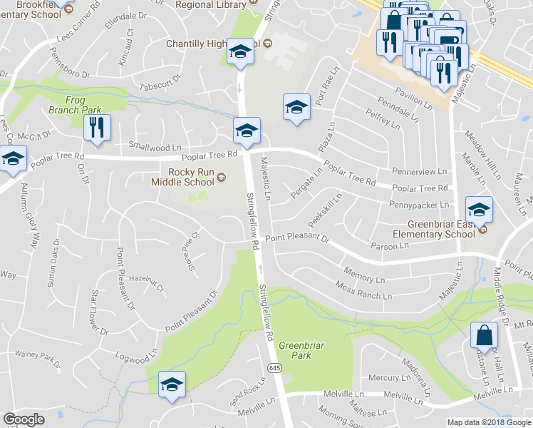 map of restaurants, bars, coffee shops, grocery stores, and more near 4431 Majestic Lane in Fairfax