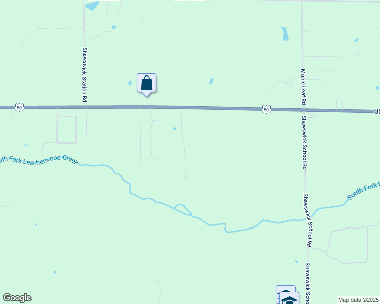 map of restaurants, bars, coffee shops, grocery stores, and more near 2860 U.S. 50 in Bedford
