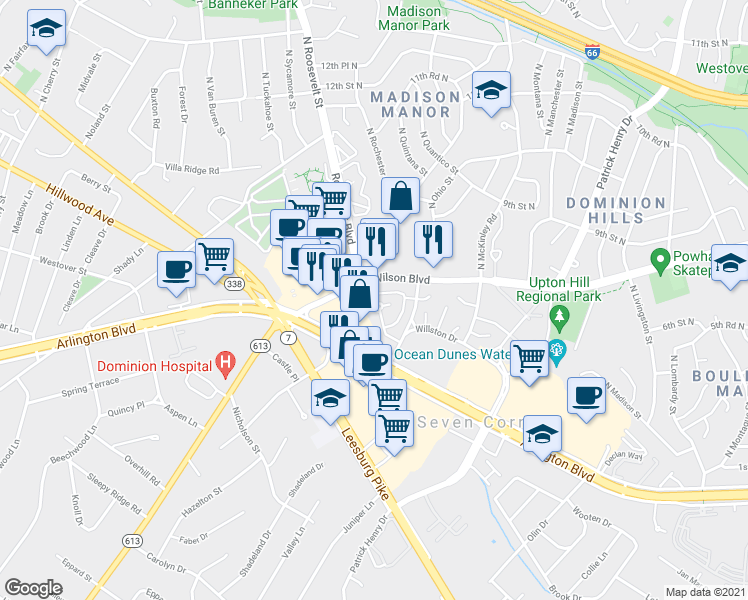 map of restaurants, bars, coffee shops, grocery stores, and more near 101 Independence Avenue Southeast in Washington