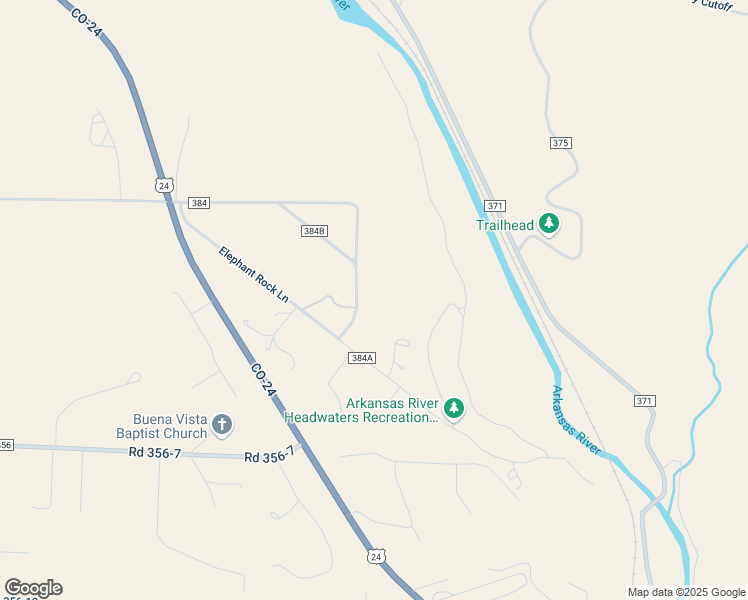 map of restaurants, bars, coffee shops, grocery stores, and more near 31265 County Road 384B in Buena Vista