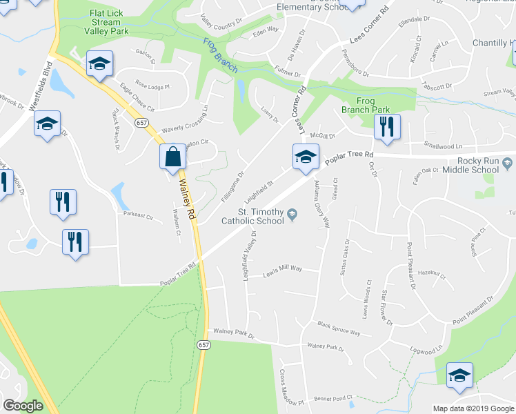 map of restaurants, bars, coffee shops, grocery stores, and more near 13824 Poplar Tree Road in Chantilly