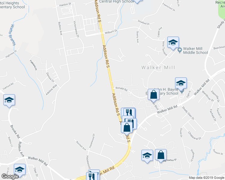 map of restaurants, bars, coffee shops, grocery stores, and more near 0 Capitol Heights Boulevard in Capitol Heights