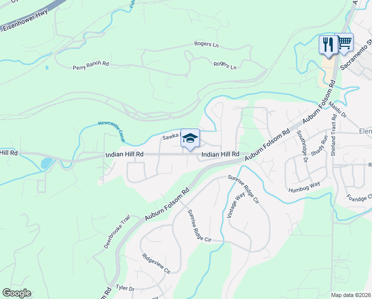 map of restaurants, bars, coffee shops, grocery stores, and more near 900 Viewcrest Court in Auburn