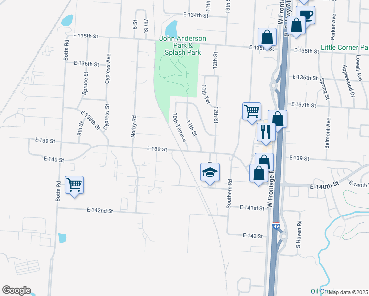 map of restaurants, bars, coffee shops, grocery stores, and more near 13808 10th Terrace in Grandview