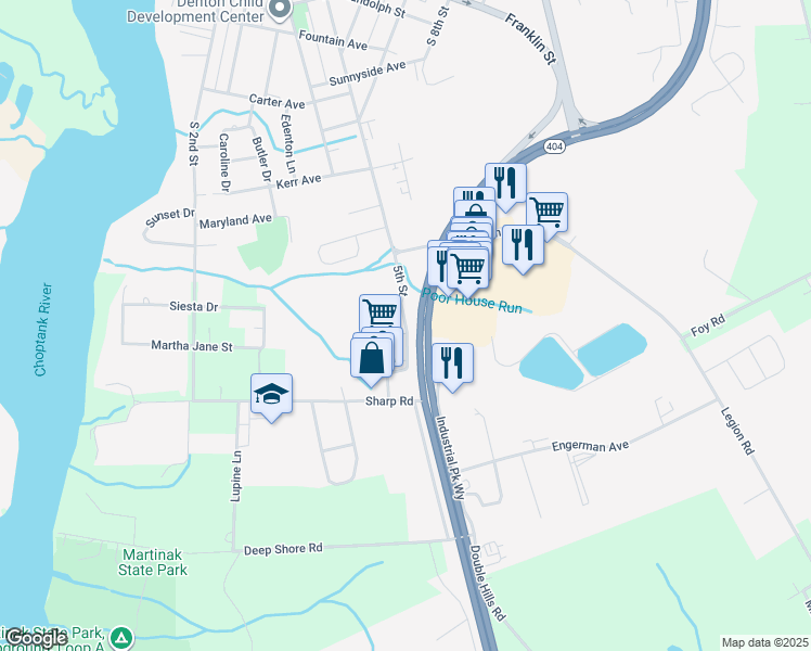 map of restaurants, bars, coffee shops, grocery stores, and more near 840 5th Street in Denton