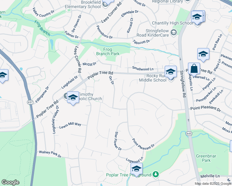 map of restaurants, bars, coffee shops, grocery stores, and more near 4521 Orr Drive in Chantilly