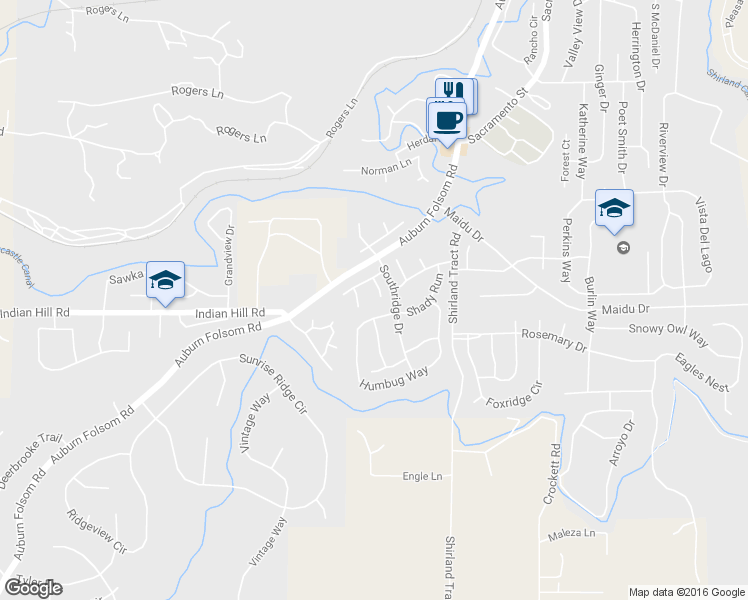 map of restaurants, bars, coffee shops, grocery stores, and more near 1240 Pinto Court in Auburn