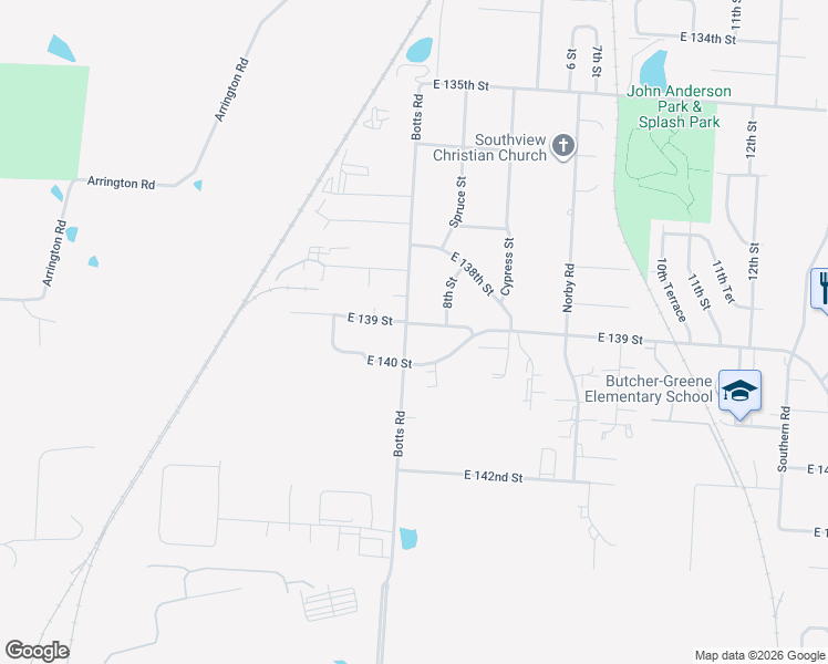 map of restaurants, bars, coffee shops, grocery stores, and more near 4200 East 140th Street in Grandview