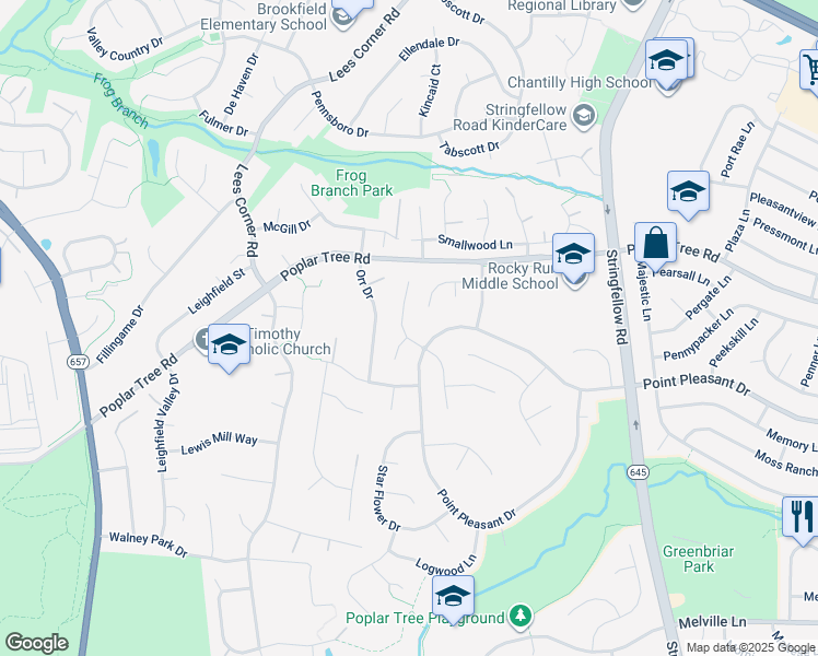 map of restaurants, bars, coffee shops, grocery stores, and more near 4417 Woods Edge Court in Chantilly