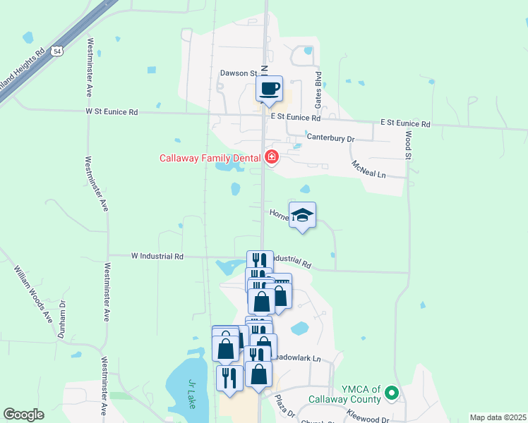 map of restaurants, bars, coffee shops, grocery stores, and more near 1 Hornet Drive in Fulton