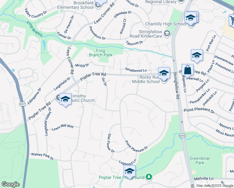map of restaurants, bars, coffee shops, grocery stores, and more near 4417 Woods Edge Court in Chantilly