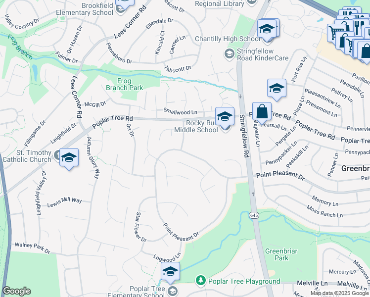 map of restaurants, bars, coffee shops, grocery stores, and more near 4415 Fallen Oak Drive in Chantilly