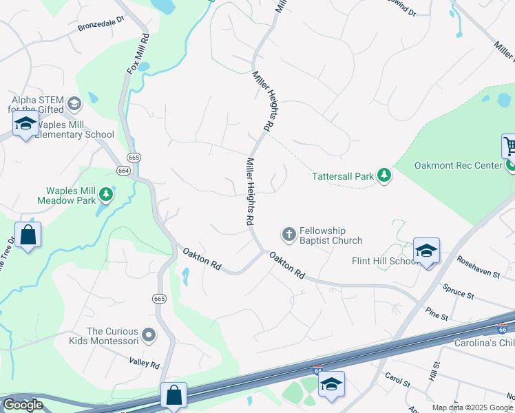 map of restaurants, bars, coffee shops, grocery stores, and more near 3403 Miller Heights Road in Oakton