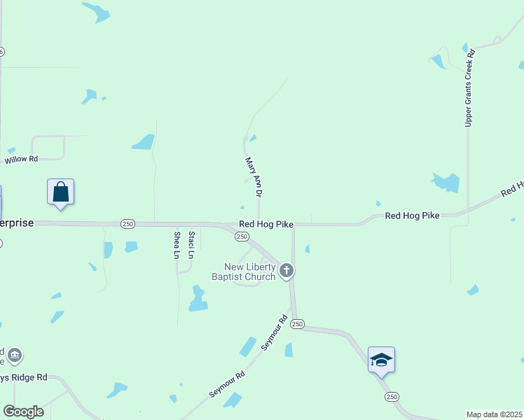 map of restaurants, bars, coffee shops, grocery stores, and more near 13076 Mary Ann Drive in Rising Sun