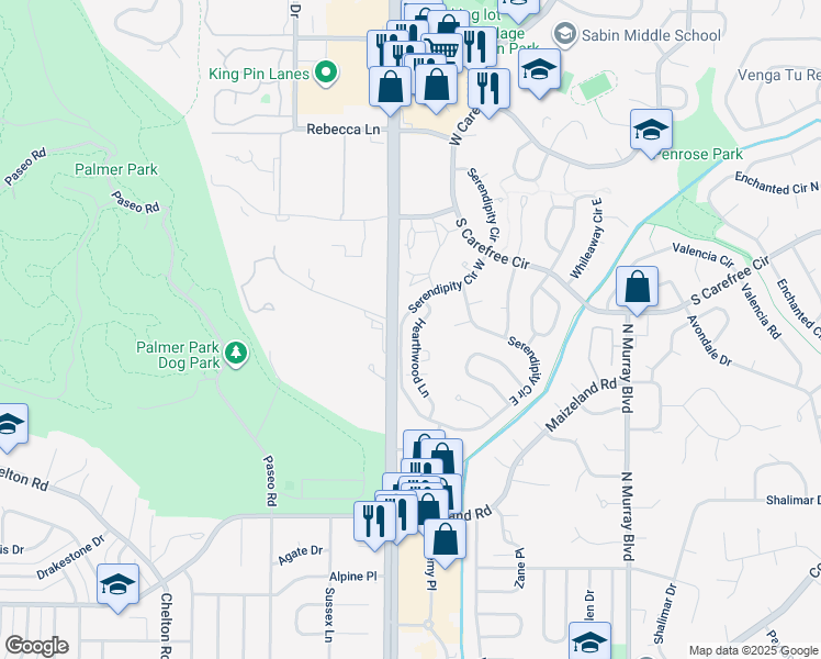 map of restaurants, bars, coffee shops, grocery stores, and more near in Colorado Springs