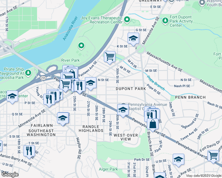 map of restaurants, bars, coffee shops, grocery stores, and more near 101 Independence Avenue Southeast in Washington