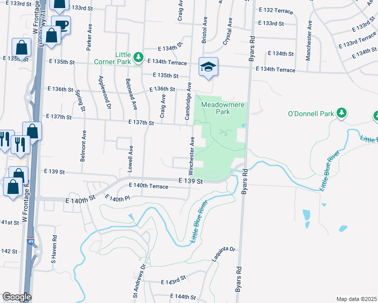 map of restaurants, bars, coffee shops, grocery stores, and more near 13726 Winchester Avenue in Grandview