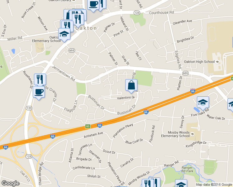 map of restaurants, bars, coffee shops, grocery stores, and more near 10170 Turnberry Place in Oakton