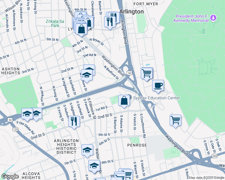 map of restaurants, bars, coffee shops, grocery stores, and more near 101 Independence Avenue Southeast in Washington