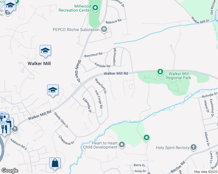 map of restaurants, bars, coffee shops, grocery stores, and more near 1109 Gateway Park Court in Capitol Heights