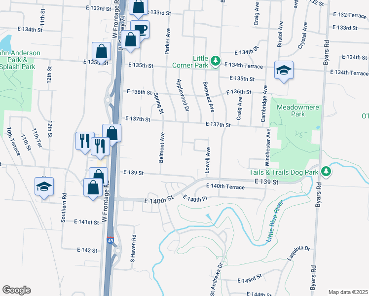 map of restaurants, bars, coffee shops, grocery stores, and more near 13727 Parker Avenue in Grandview
