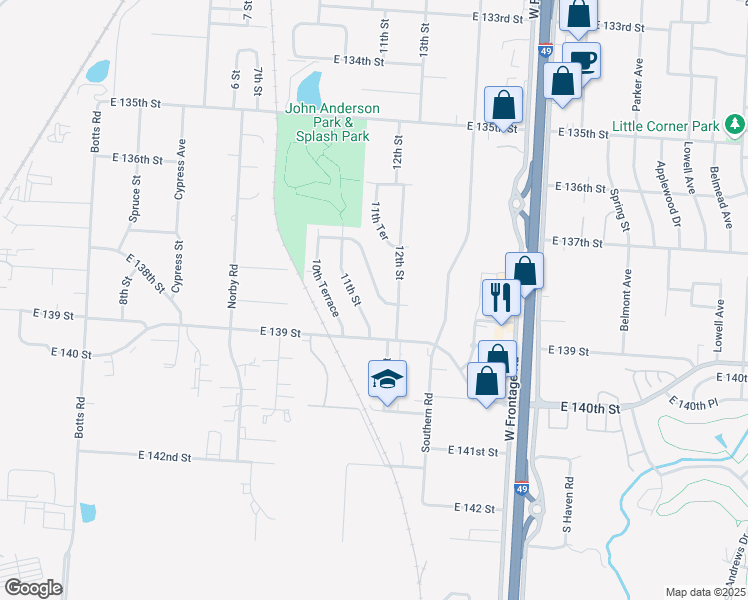 map of restaurants, bars, coffee shops, grocery stores, and more near 13716 11 Terrace in Grandview