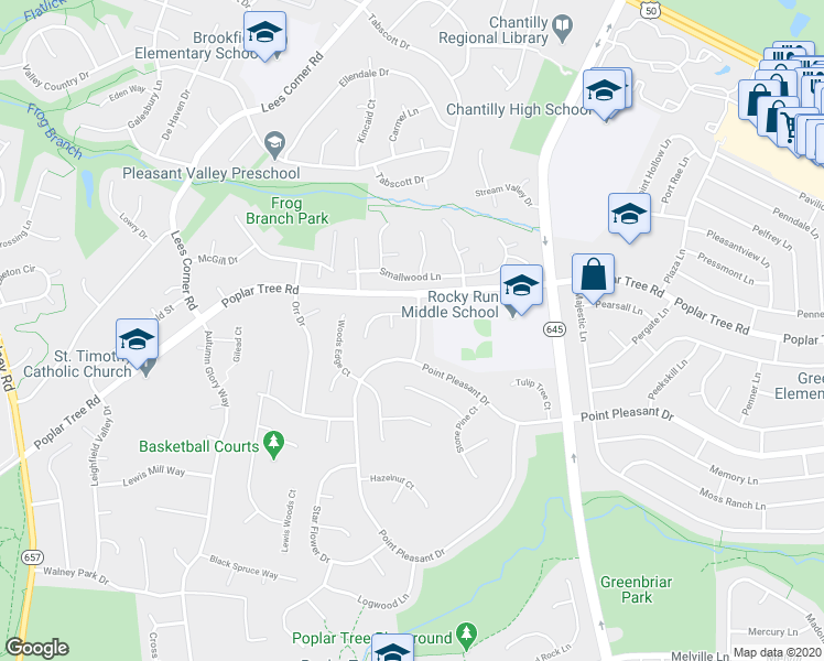 map of restaurants, bars, coffee shops, grocery stores, and more near 4406 Fallen Oak Drive in Chantilly