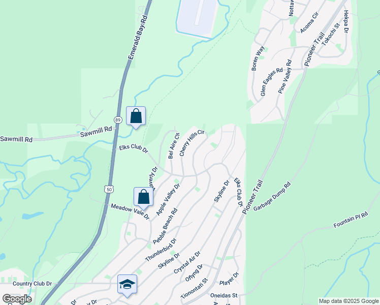 map of restaurants, bars, coffee shops, grocery stores, and more near 1614 Cherry Hills Circle in South Lake Tahoe