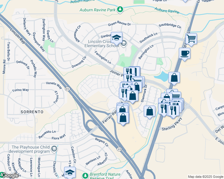 map of restaurants, bars, coffee shops, grocery stores, and more near 3 Groveland Lane in Lincoln