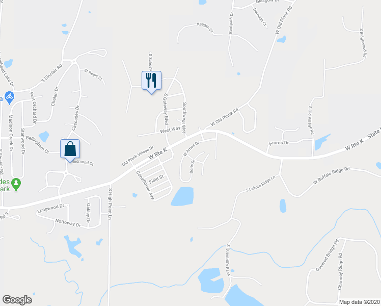 map of restaurants, bars, coffee shops, grocery stores, and more near 1710 West Amos Drive in Columbia