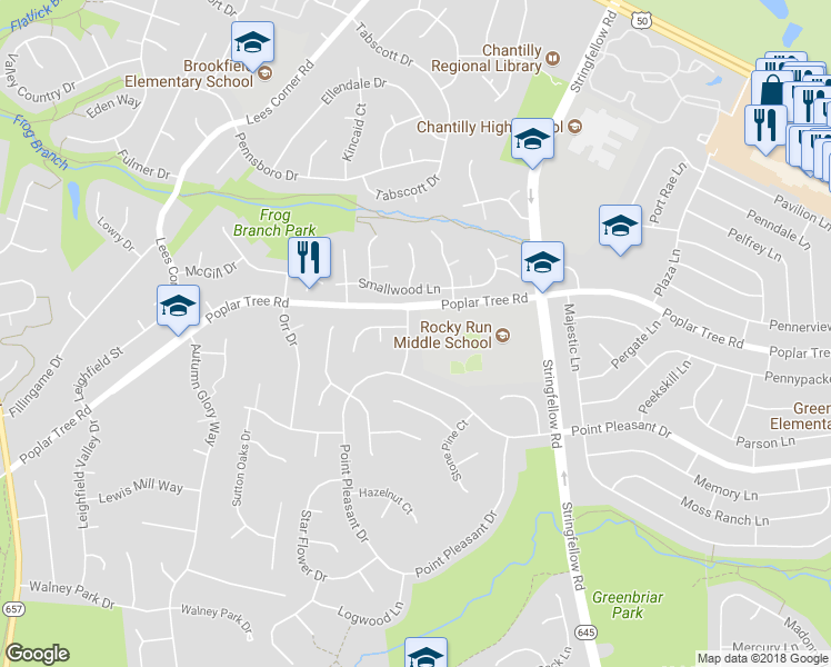 map of restaurants, bars, coffee shops, grocery stores, and more near 4405 Fallen Oak Drive in Chantilly