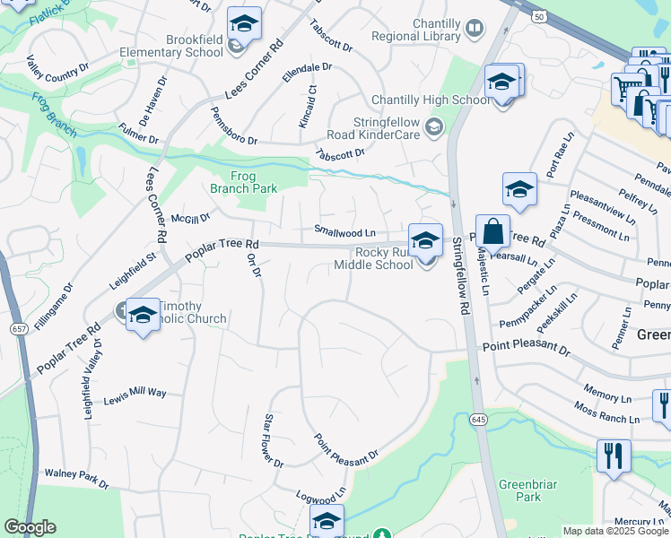 map of restaurants, bars, coffee shops, grocery stores, and more near 4401 Ivory Coast Court in Chantilly