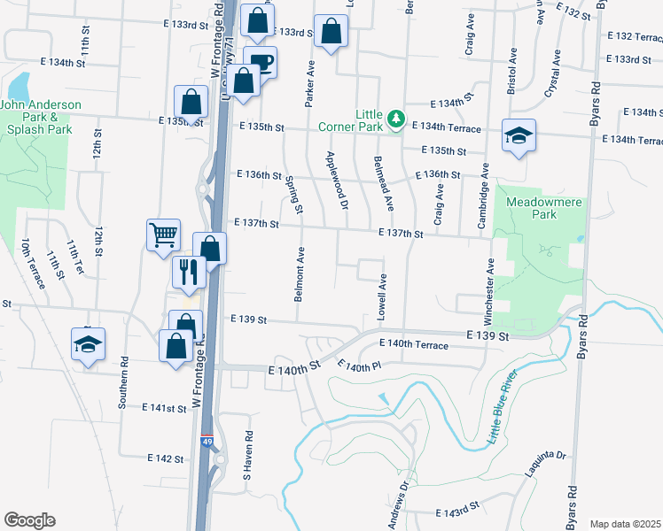 map of restaurants, bars, coffee shops, grocery stores, and more near 13724 Parker Avenue in Grandview