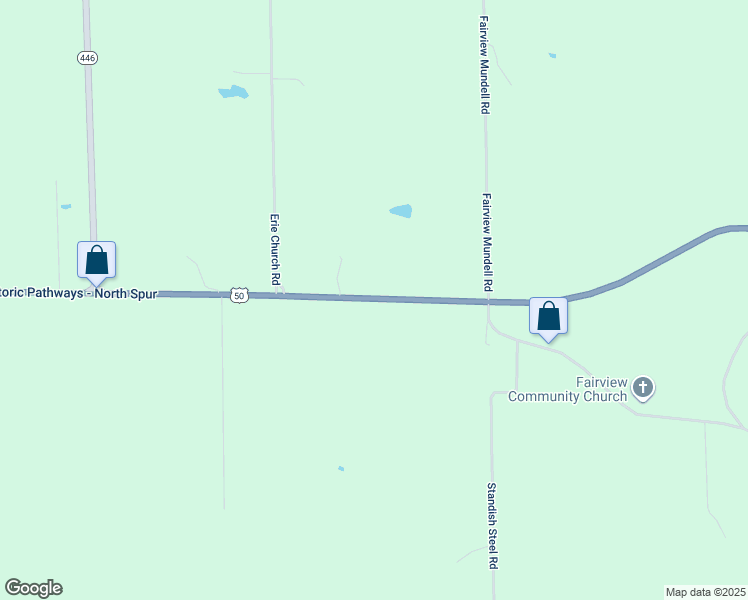 map of restaurants, bars, coffee shops, grocery stores, and more near 6763 US Highway 50 East in Bedford