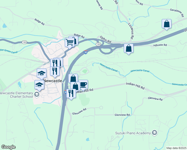 map of restaurants, bars, coffee shops, grocery stores, and more near 9623 Tunnel Street in Newcastle