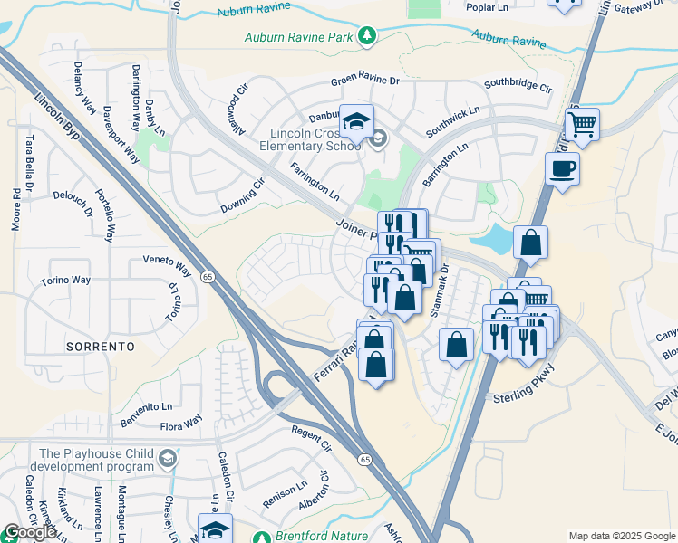 map of restaurants, bars, coffee shops, grocery stores, and more near 3 Groveland Lane in Lincoln