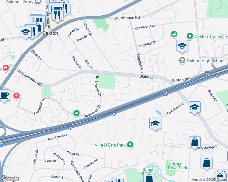 map of restaurants, bars, coffee shops, grocery stores, and more near 10116 Oakton Terrace Road in Oakton